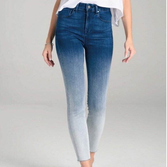Fidelity Denim Luna Drop Ultra High Rise Ankle Skinny Ombre Dark Light Blue 30 - Picture 2 of 16